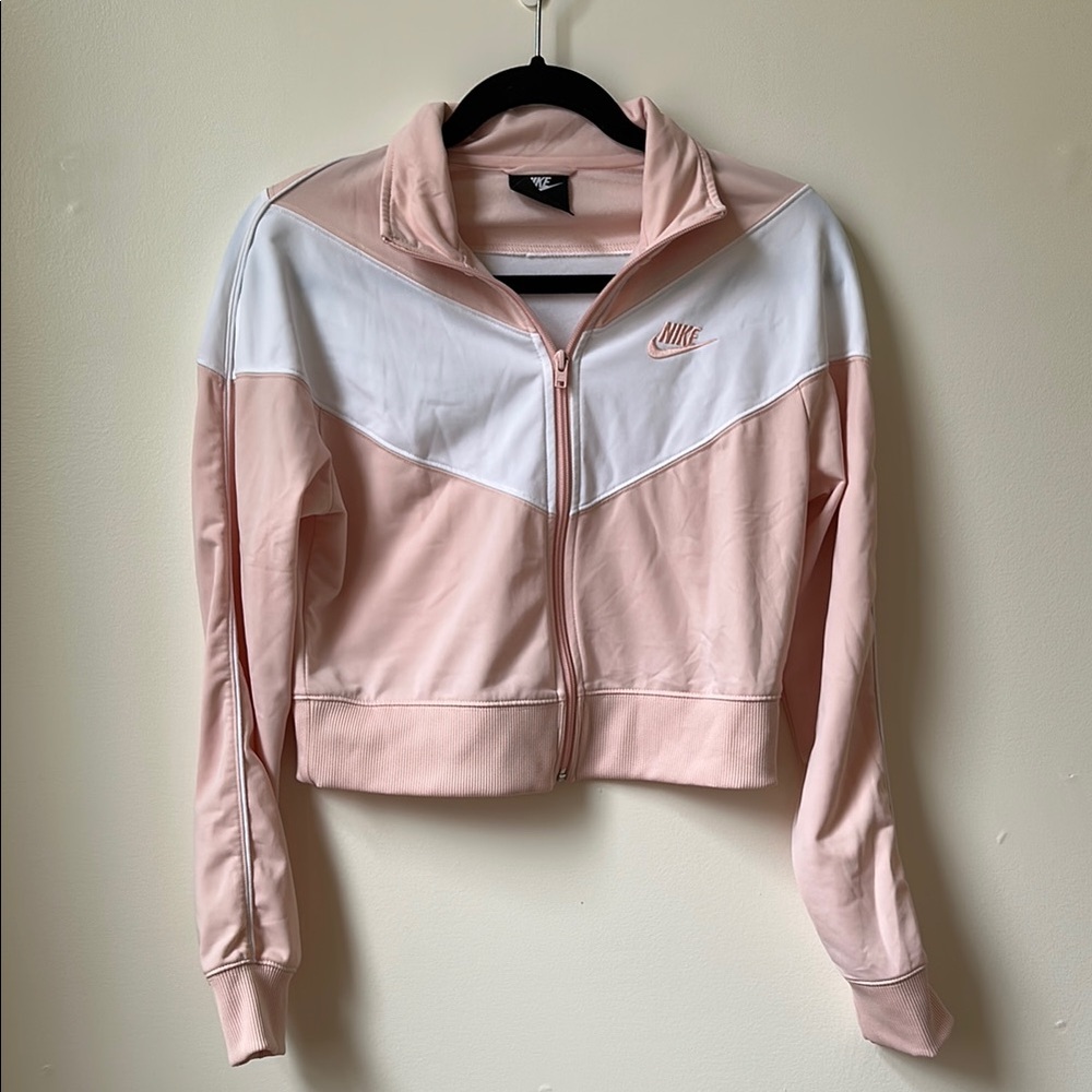 Nike Blush and White Zip-Up Jacket